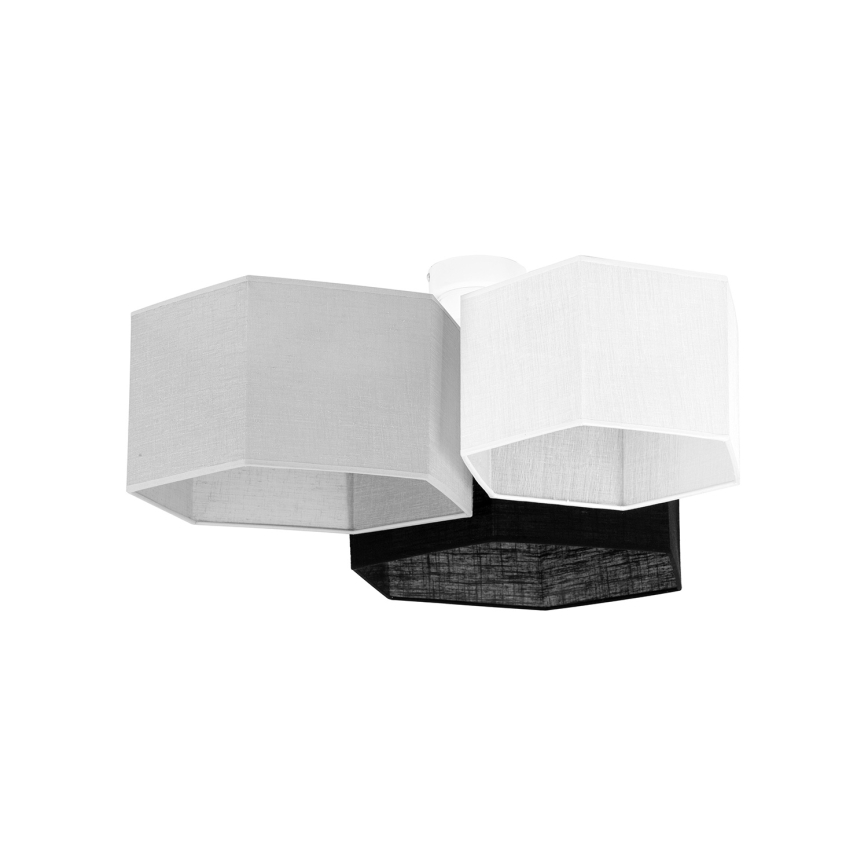 Duolla - Pinnale kinnitatav lühter ROLLER TRIO HEX 3xE27/15W/230V must/hall/valge