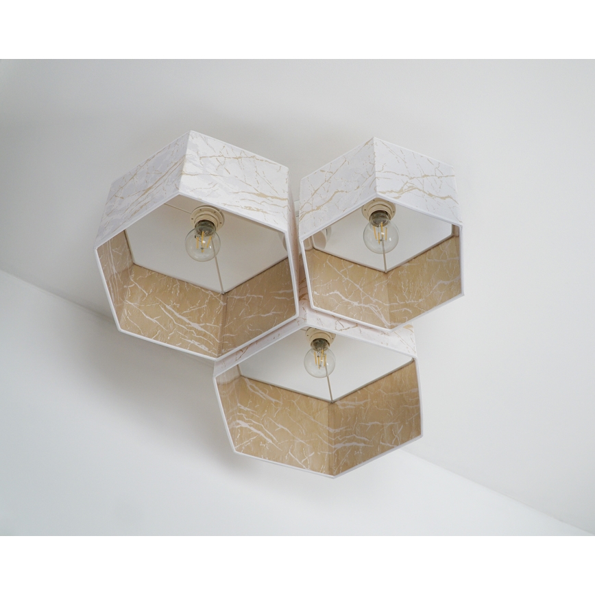 Duolla - Pinnale kinnitatav lühter ROLLER TRIO HEX 3xE27/15W/230V valge/kuldne