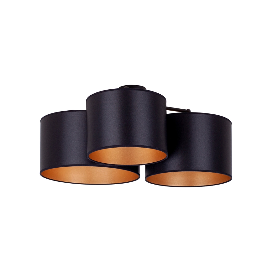 Duolla - Pinnale kinnitatav lühter ROLLER TRIO SHINY 3xE27/15W/230V must/kuldne