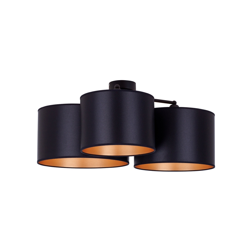 Duolla - Pinnale kinnitatav lühter ROLLER TRIO SHINY 3xE27/15W/230V must/kuldne