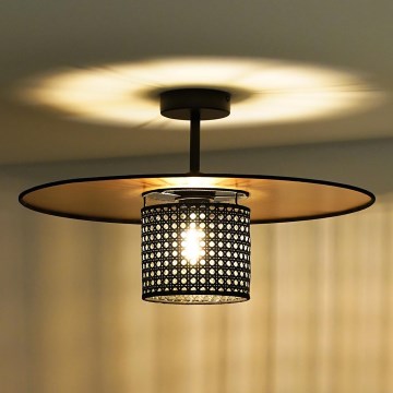 Duolla - Pinnale kinnitatav lühter TOKYO RATTAN 1xE27/15W/230V d. 50 cm kuldne/must