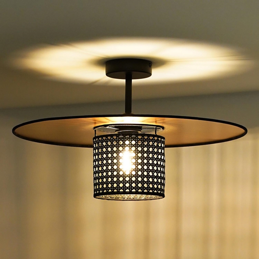 Duolla - Pinnale kinnitatav lühter TOKYO RATTAN 1xE27/15W/230V d. 50 cm kuldne/must