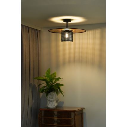 Duolla - Pinnale kinnitatav lühter TOKYO RATTAN 1xE27/15W/230V d. 50 cm kuldne/must