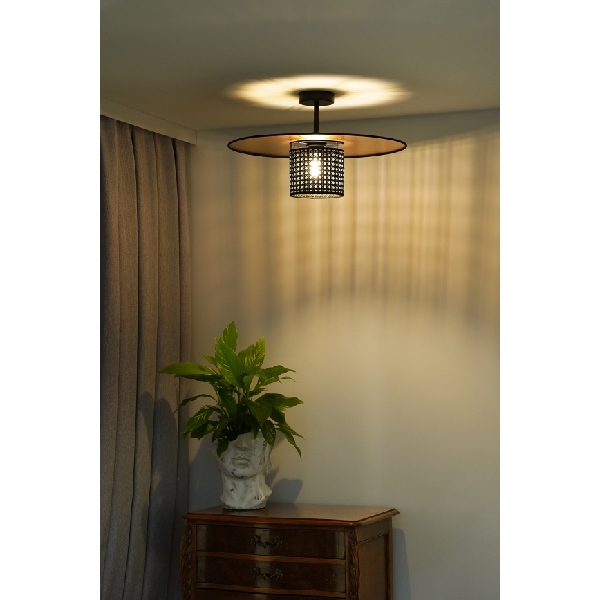 Duolla - Pinnale kinnitatav lühter TOKYO RATTAN 1xE27/15W/230V d. 50 cm kuldne/must