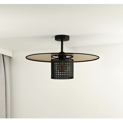 Duolla - Pinnale kinnitatav lühter TOKYO RATTAN 1xE27/15W/230V d. 50 cm kuldne/must