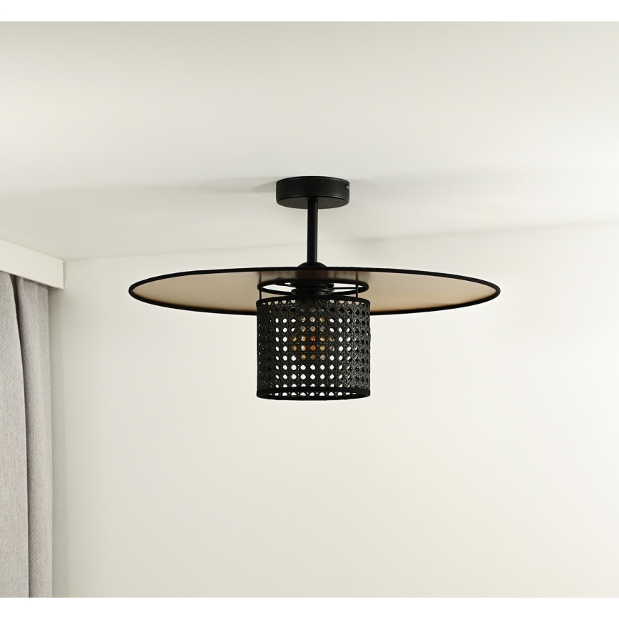 Duolla - Pinnale kinnitatav lühter TOKYO RATTAN 1xE27/15W/230V d. 50 cm kuldne/must