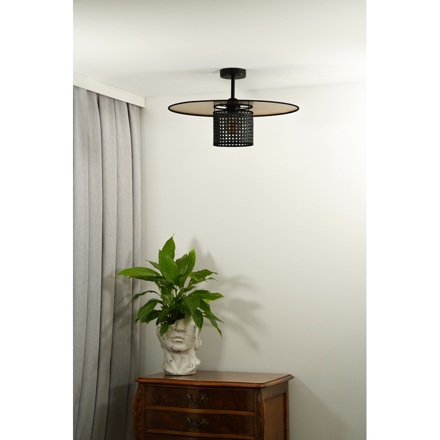 Duolla - Pinnale kinnitatav lühter TOKYO RATTAN 1xE27/15W/230V d. 50 cm kuldne/must