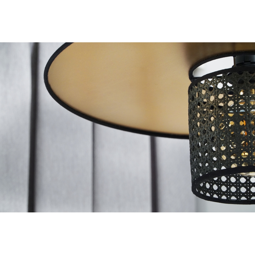 Duolla - Pinnale kinnitatav lühter TOKYO RATTAN 1xE27/15W/230V d. 50 cm kuldne/must