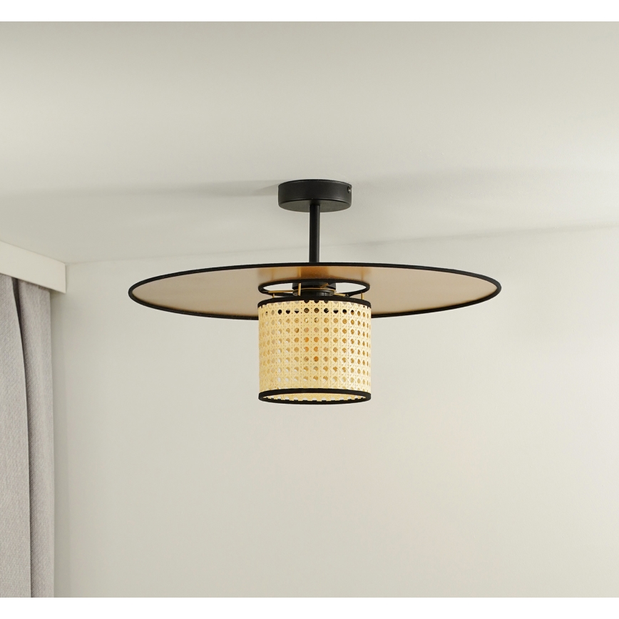 Duolla - Pinnale kinnitatav lühter TOKYO RATTAN 1xE27/15W/230V d. 50 cm kuldne/rotang