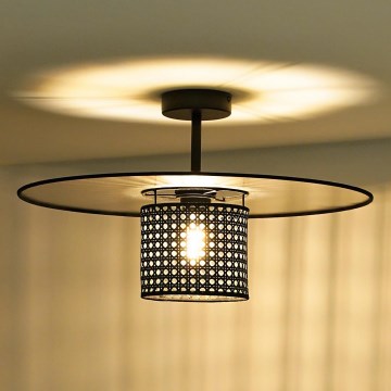 Duolla - Pinnale kinnitatav lühter TOKYO RATTAN 1xE27/15W/230V d. 50 cm must/hõbedane
