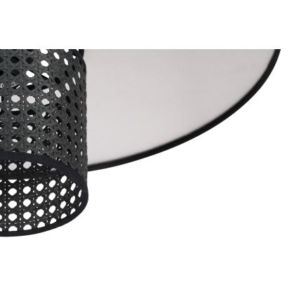 Duolla - Pinnale kinnitatav lühter TOKYO RATTAN 1xE27/15W/230V d. 50 cm must/hõbedane