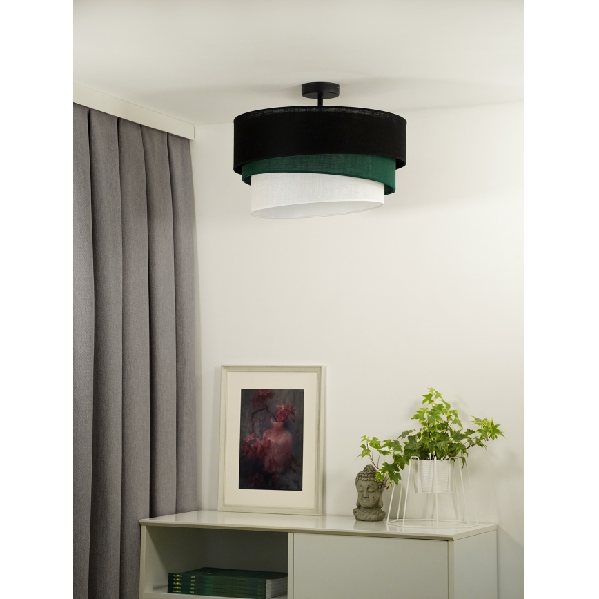 Duolla - Pinnale kinnitatav lühter TRIO 1xE27/15W/230V d. 45 cm must/roheline/valge