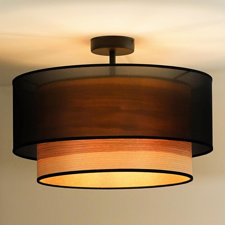 Duolla - Pinnale kinnitatav lühter WOOD BOHO 1xE27/15W/230V d. 45 cm must/beež