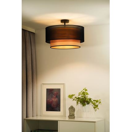 Duolla - Pinnale kinnitatav lühter WOOD BOHO 1xE27/15W/230V d. 45 cm must/beež