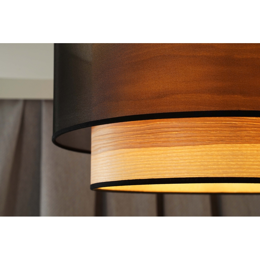 Duolla - Pinnale kinnitatav lühter WOOD BOHO 1xE27/15W/230V d. 45 cm must/beež