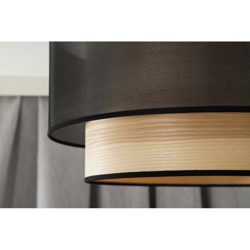 Duolla - Pinnale kinnitatav lühter WOOD BOHO 1xE27/15W/230V d. 45 cm must/beež