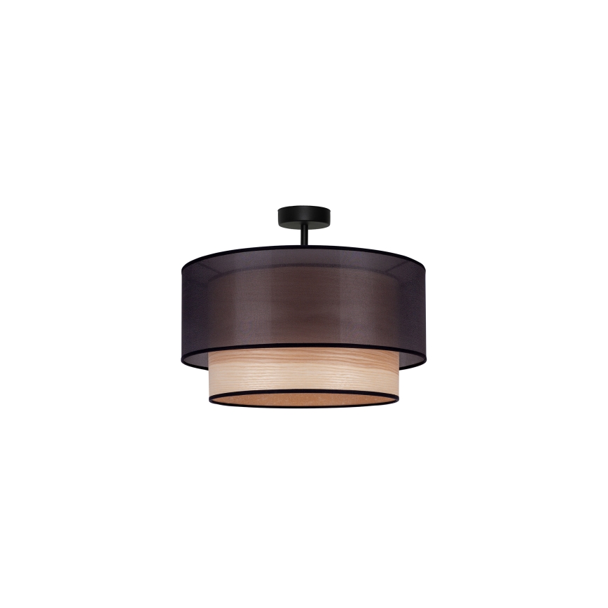 Duolla - Pinnale kinnitatav lühter WOOD BOHO 1xE27/15W/230V d. 45 cm must/beež