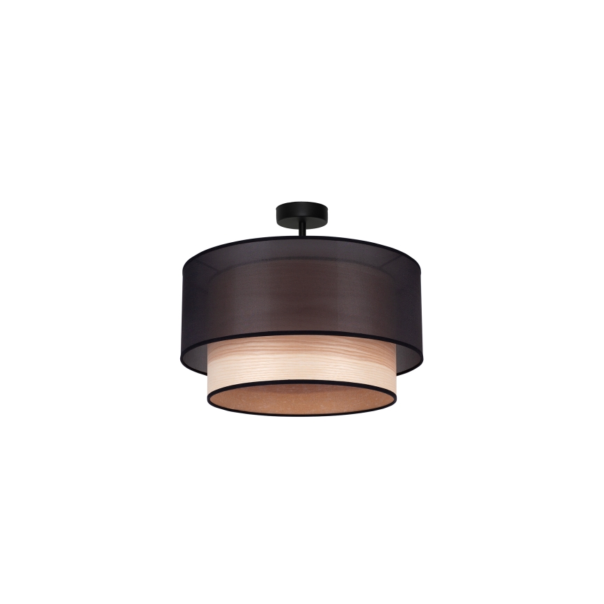 Duolla - Pinnale kinnitatav lühter WOOD BOHO 1xE27/15W/230V d. 45 cm must/beež
