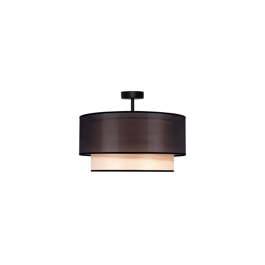 Duolla - Pinnale kinnitatav lühter WOOD BOHO 1xE27/15W/230V d. 45 cm must/beež