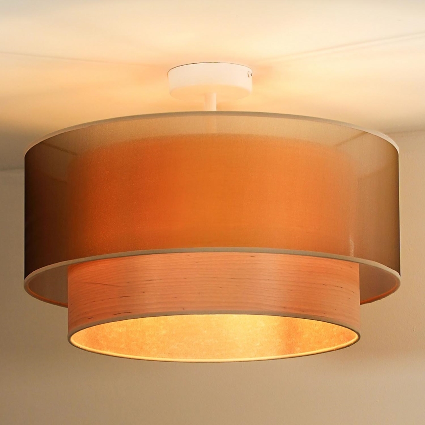 Duolla - Pinnale kinnitatav lühter WOOD BOHO 1xE27/15W/230V d. 45 cm vask/beež