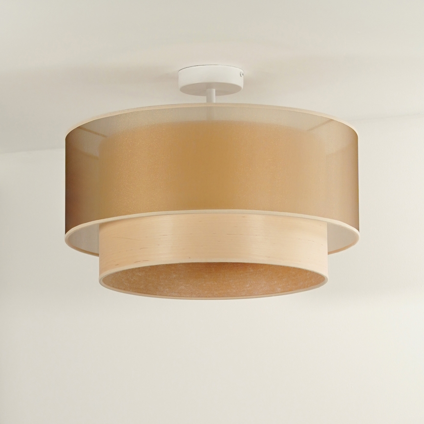 Duolla - Pinnale kinnitatav lühter WOOD BOHO 1xE27/15W/230V d. 45 cm vask/beež