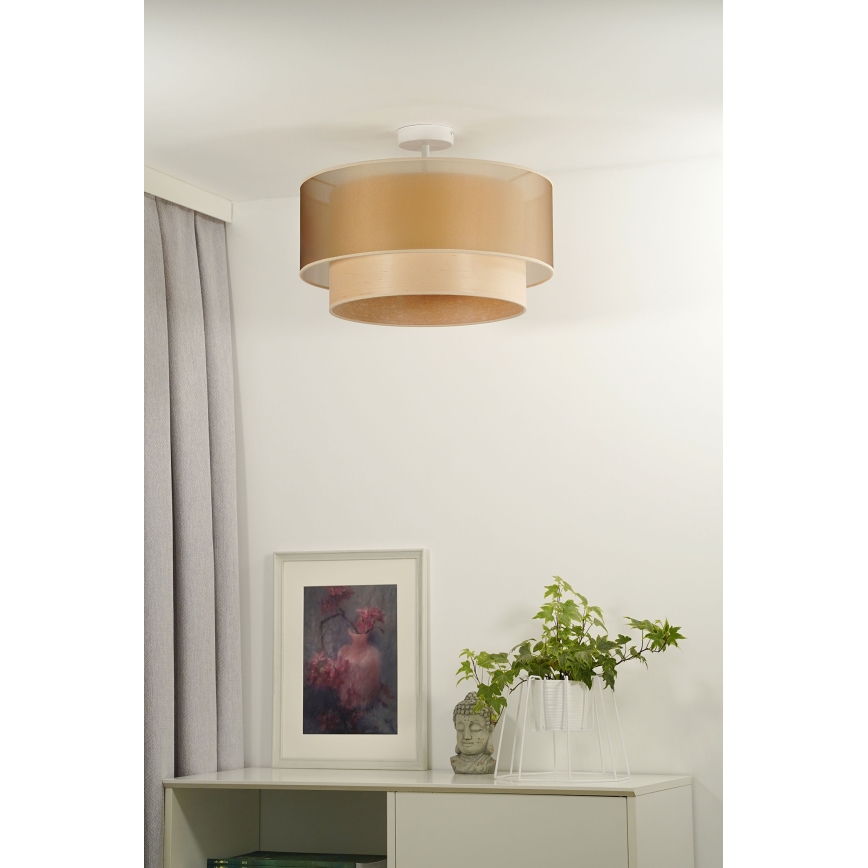 Duolla - Pinnale kinnitatav lühter WOOD BOHO 1xE27/15W/230V d. 45 cm vask/beež