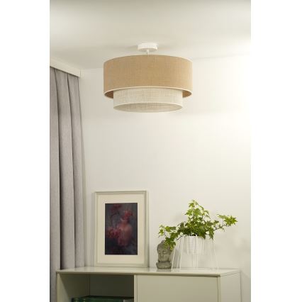 Duolla - Pinnale kinnitatav lühter YUTE BOHO 1xE27/15W/230V d. 45 cm pruun/kreemikas