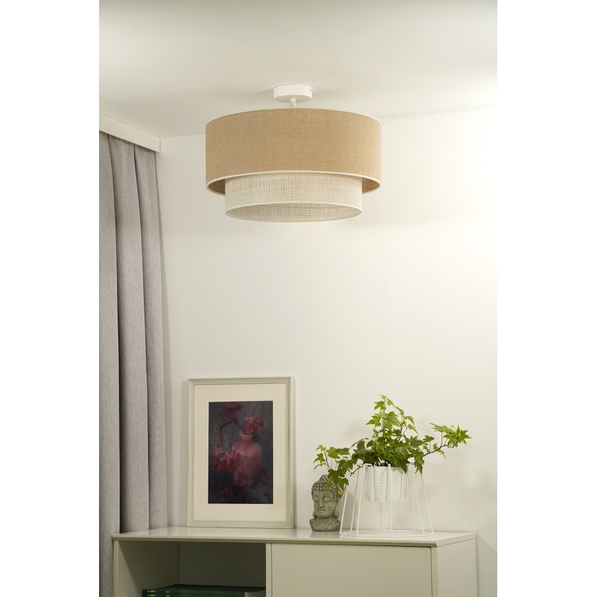 Duolla - Pinnale kinnitatav lühter YUTE BOHO 1xE27/15W/230V d. 45 cm pruun/kreemikas