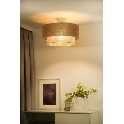 Duolla - Pinnale kinnitatav lühter YUTE BOHO 3xE27/15W/230V d. 60 cm pruun/kreemikas