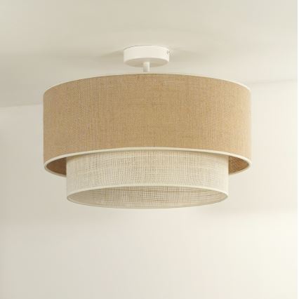 Duolla - Pinnale kinnitatav lühter YUTE BOHO 3xE27/15W/230V d. 60 cm pruun/kreemikas