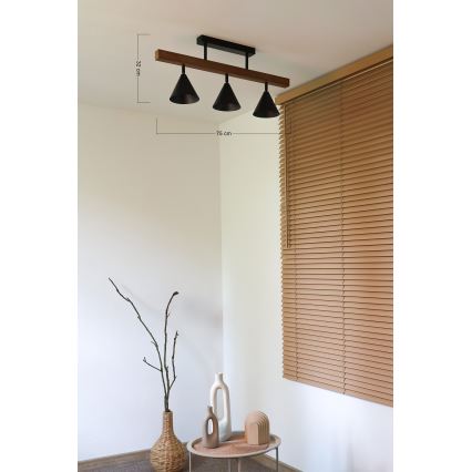 Duolla - Pinnapealne lühter IRONLINE 3xG9/3W/230V mänd tamm/must