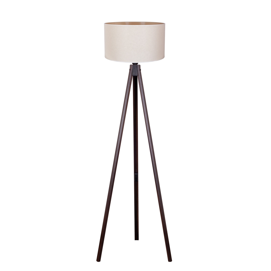 Duolla - Põrandalamp 1xE27/60W/230V d. 44 cm kreemikas/Must vengepuu