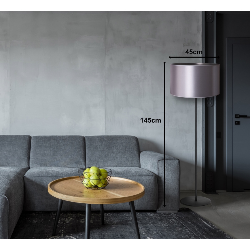 Duolla - Põrandalamp CANNES 1xE27/15W/230V d. 45 cm hõbedane/must