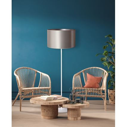 Duolla - Põrandalamp CANNES 1xE27/15W/230V d. 45 cm hõbedane/valge