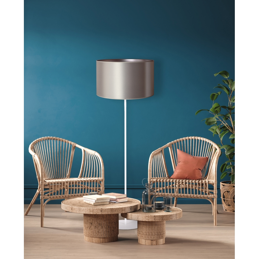 Duolla - Põrandalamp CANNES 1xE27/15W/230V d. 45 cm hõbedane/valge