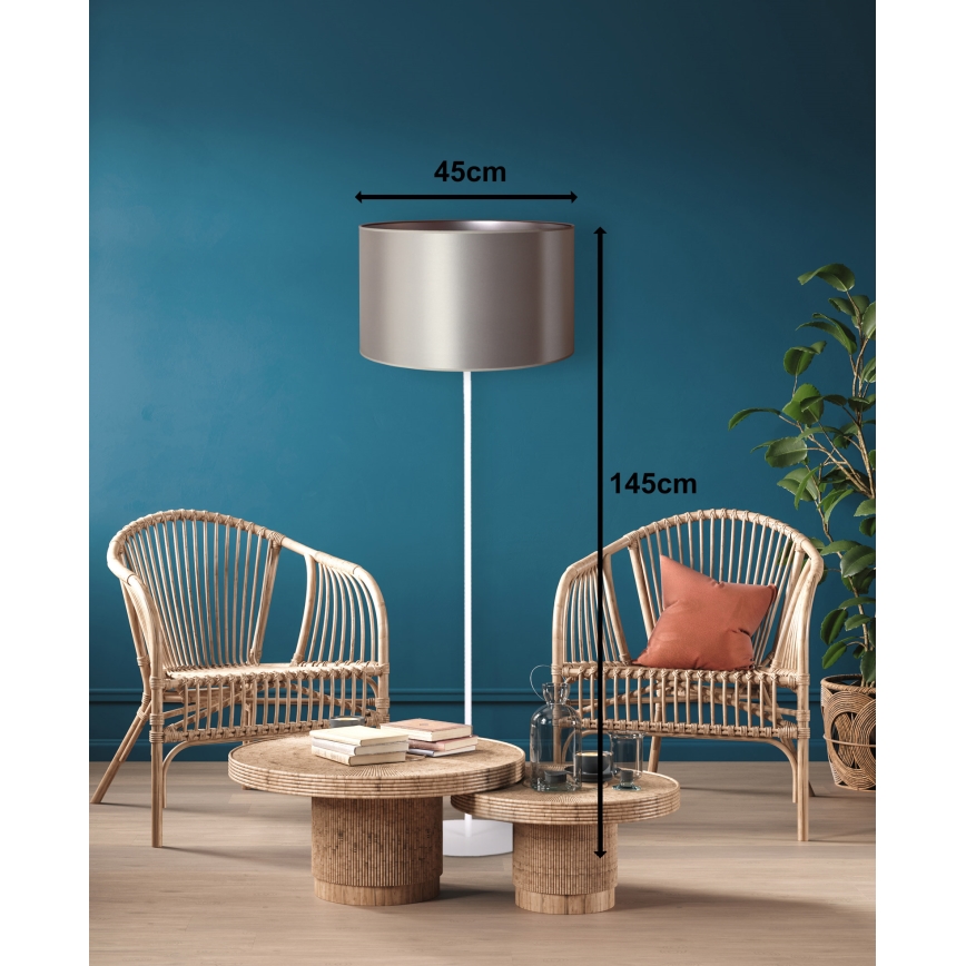 Duolla - Põrandalamp CANNES 1xE27/15W/230V d. 45 cm hõbedane/valge