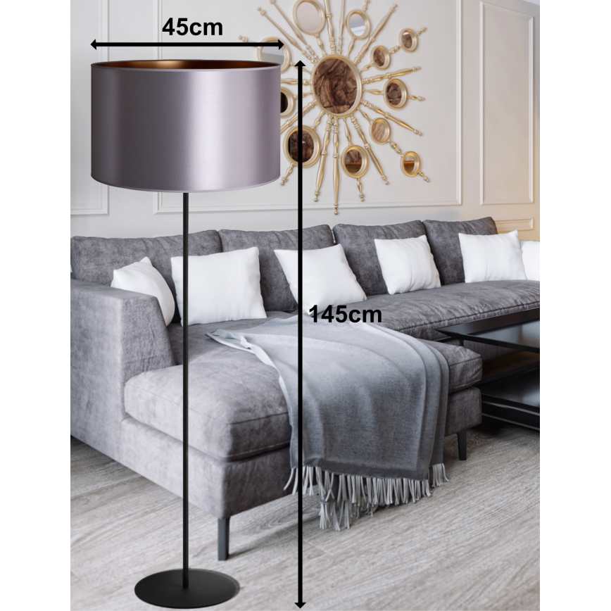Duolla - Põrandalamp CANNES 1xE27/15W/230V d. 45 cm hõbedane/vask/must