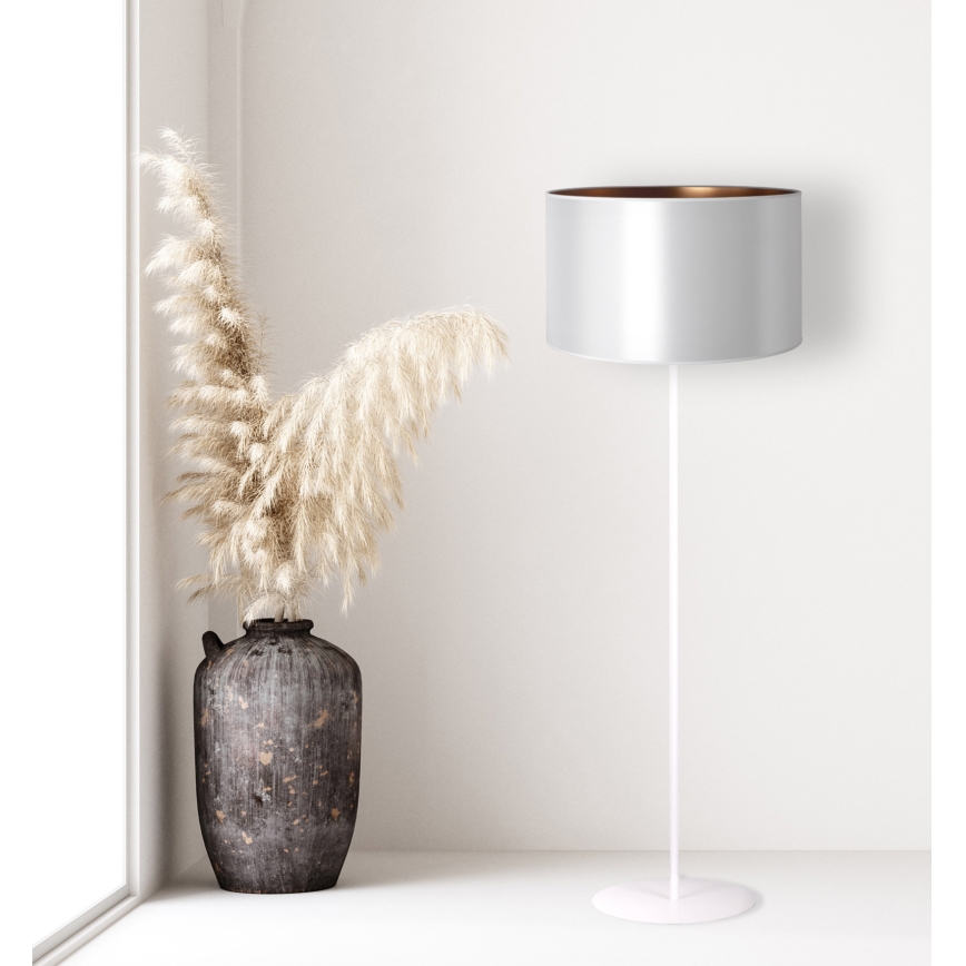 Duolla - Põrandalamp CANNES 1xE27/15W/230V d. 45 cm hõbedane/vask/valge