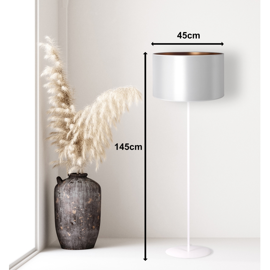 Duolla - Põrandalamp CANNES 1xE27/15W/230V d. 45 cm hõbedane/vask/valge