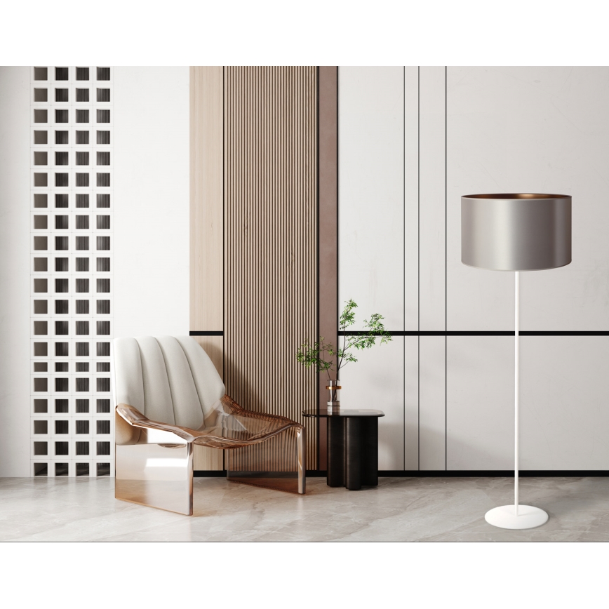Duolla - Põrandalamp CANNES 1xE27/15W/230V d. 45 cm hõbedane/vask/valge