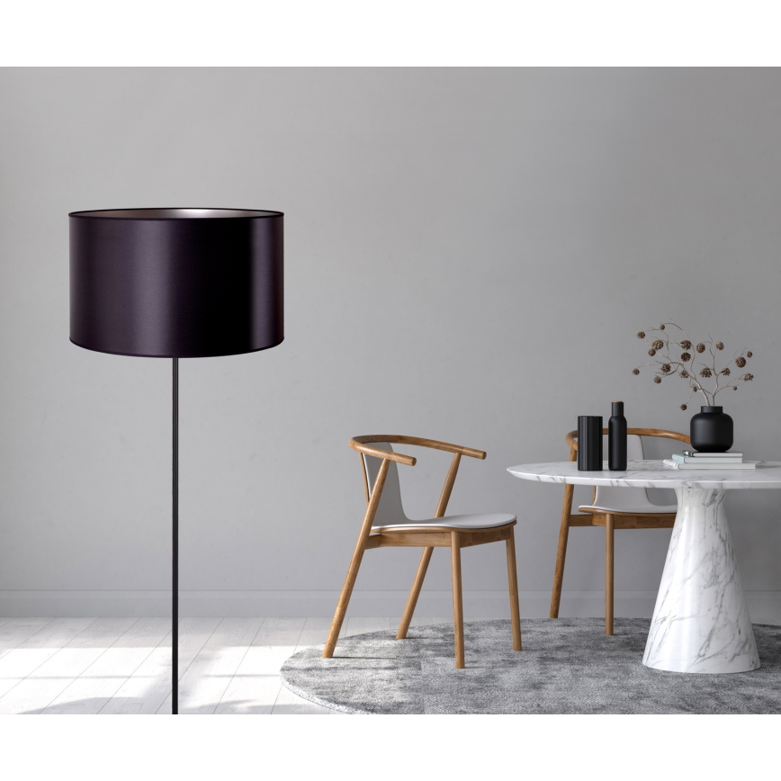 Duolla - Põrandalamp CANNES 1xE27/15W/230V d. 45 cm must/hõbedane