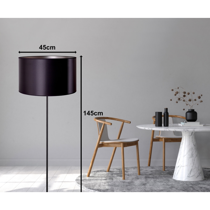 Duolla - Põrandalamp CANNES 1xE27/15W/230V d. 45 cm must/hõbedane