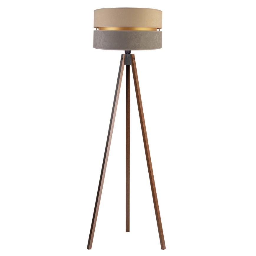 Duolla - Põrandalamp DUO 1xE27/60W/230V d. 44 cm beež/hall/Must vengepuu