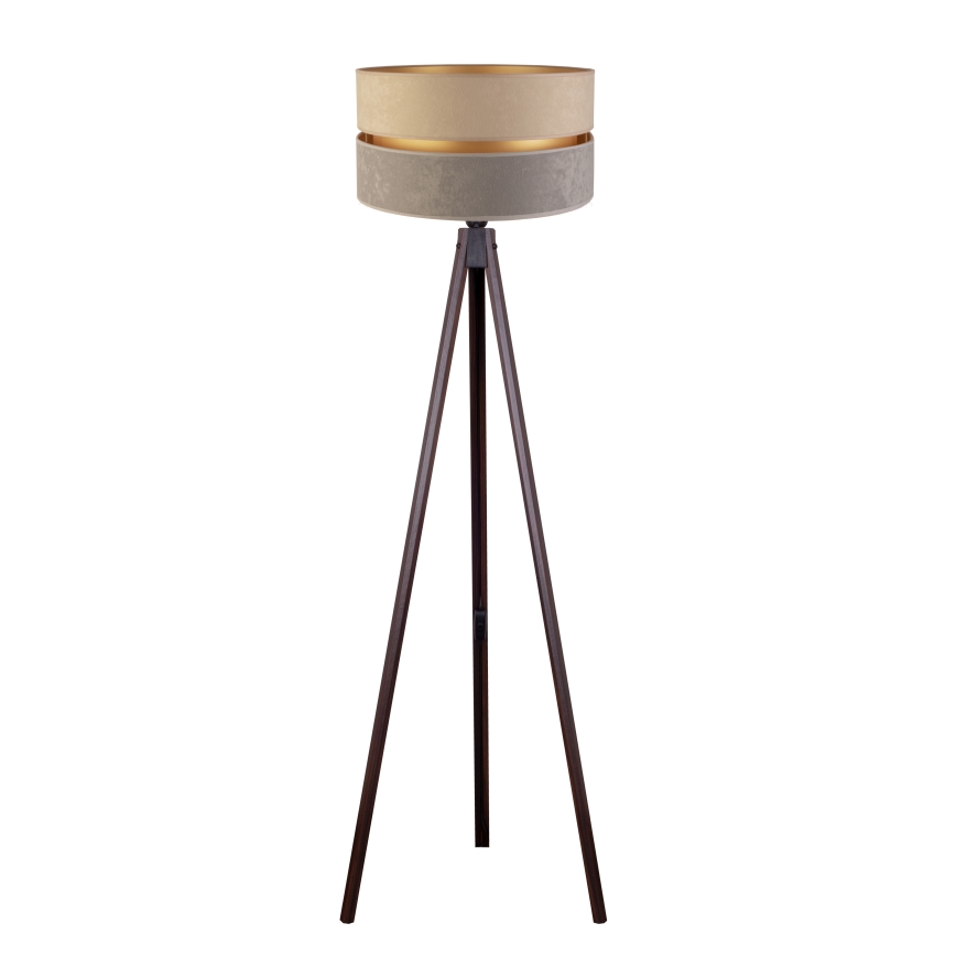 Duolla - Põrandalamp DUO 1xE27/60W/230V d. 44 cm beež/hall/Must vengepuu