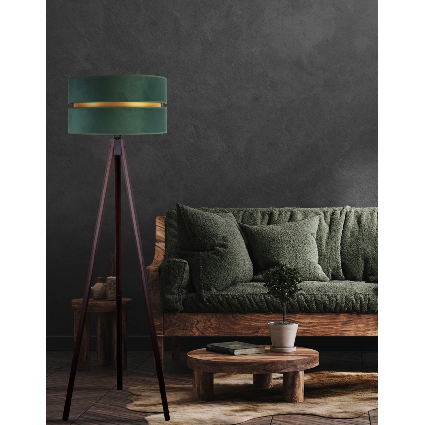 Duolla - Põrandalamp DUO 1xE27/60W/230V d. 44 cm roheline/Must vengepuu
