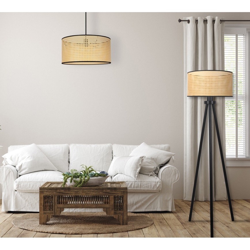 Duolla - Põrandalamp ROLLER 1xE27/15W/230V d. 45 cm rotang/must