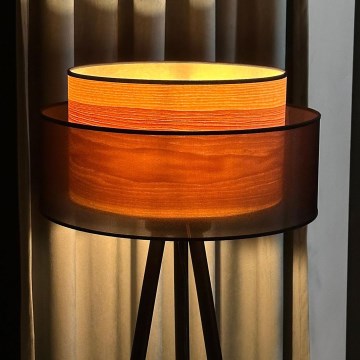 Duolla - Põrandalamp WOOD BOHO 1xE27/15W/230V d. 45 cm must/beež