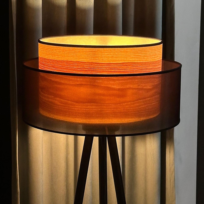 Duolla - Põrandalamp WOOD BOHO 1xE27/15W/230V d. 45 cm must/beež