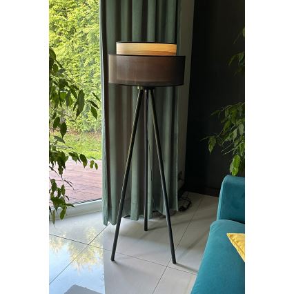 Duolla - Põrandalamp WOOD BOHO 1xE27/15W/230V d. 45 cm must/beež