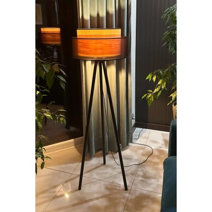 Duolla - Põrandalamp WOOD BOHO 1xE27/15W/230V d. 45 cm must/beež